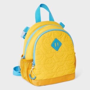Cat & Jack Kids' Mini Adaptive Smiley Quilted Backpack Softside Adjustable Strap